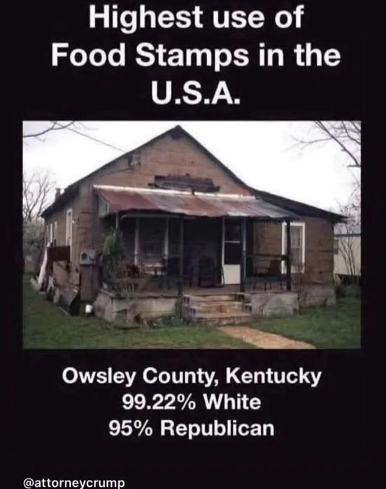 Suzierizzo1's tweet photo. Is anyone surprised that Owsley is America’s poorest white County! This is Mitch McConnell’s state and it shows just how much he really cares about them. https://t.co/8Zq0meVbaY