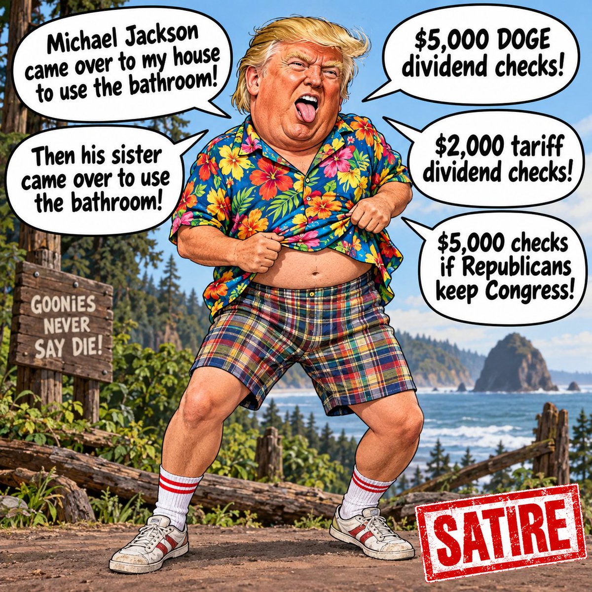 LMKrules's tweet photo. It pains me that I had to turn one of my most beloved characters into President Biff, but the lies are just so Chunk-esque that I had to. https://t.co/PS2ry6FzaX
