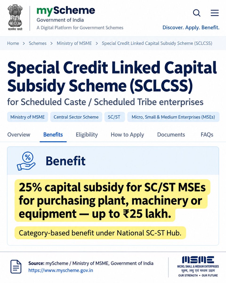 iprabhat_m's tweet photo. This is economic vandalism. 😡

The Centre is giving a 25% capital subsidy, up to ₹25 lakh, based on the owner’s caste. That means taxpayers are literally helping one business compete against another on unequal terms.

When governments allocate capital by identity instead of productivity, money flows to political eligibility rather than the most efficient firms , the same kind of misallocation that made licence-permit economies slow, inefficient and uncompetitive.

Support poverty and genuine credit constraints -> not caste. Stop distorting markets with taxpayers’ money. 😡🔥

@ajeetbharti 
#ModiAct_लगाओ_पैसा_कमाओ