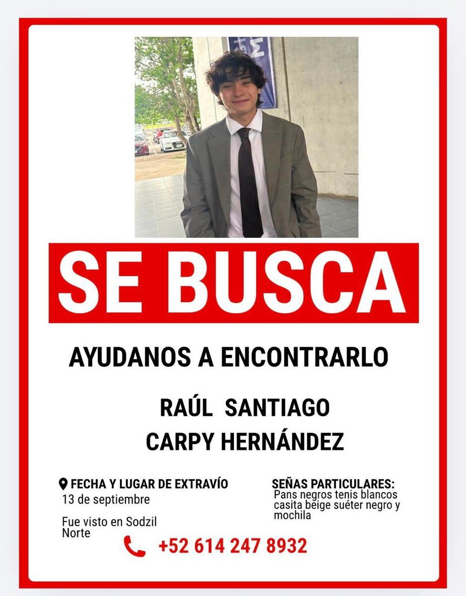 dgueza's tweet photo. Favor de apoyar difundiendo hasta lograr que Raúl Santiago regrese a casa. Qué Mérida siga siendo un lugar donde todos, y especialmente los jóvenes puedan salir a divertirse sin temor. https://t.co/mnlQSq16sS