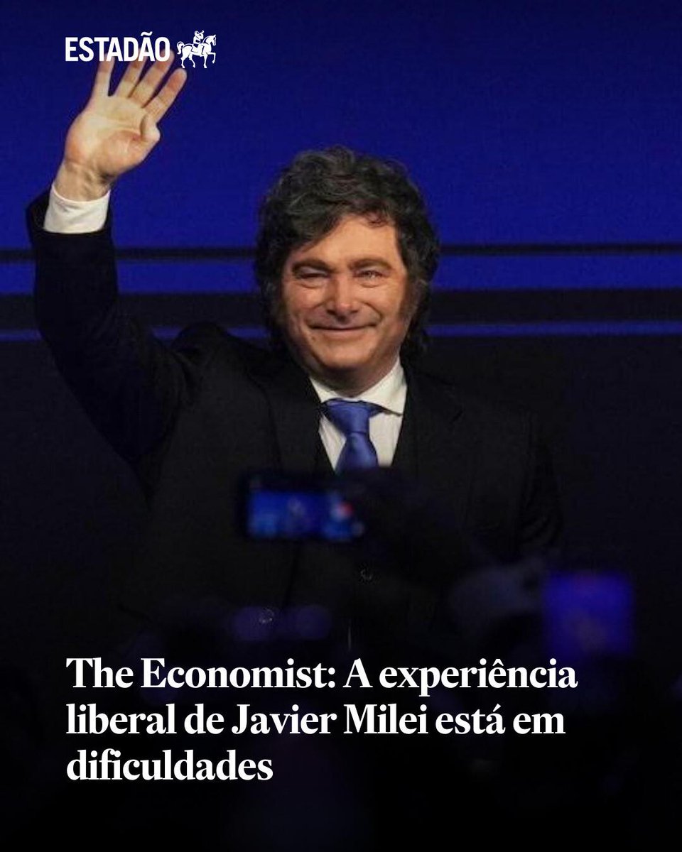 Estadao's tweet photo. The Economist: A experiência liberal de Javier Milei está em dificuldades https://t.co/pi6k1cDaNr https://t.co/2DOCH6x99J