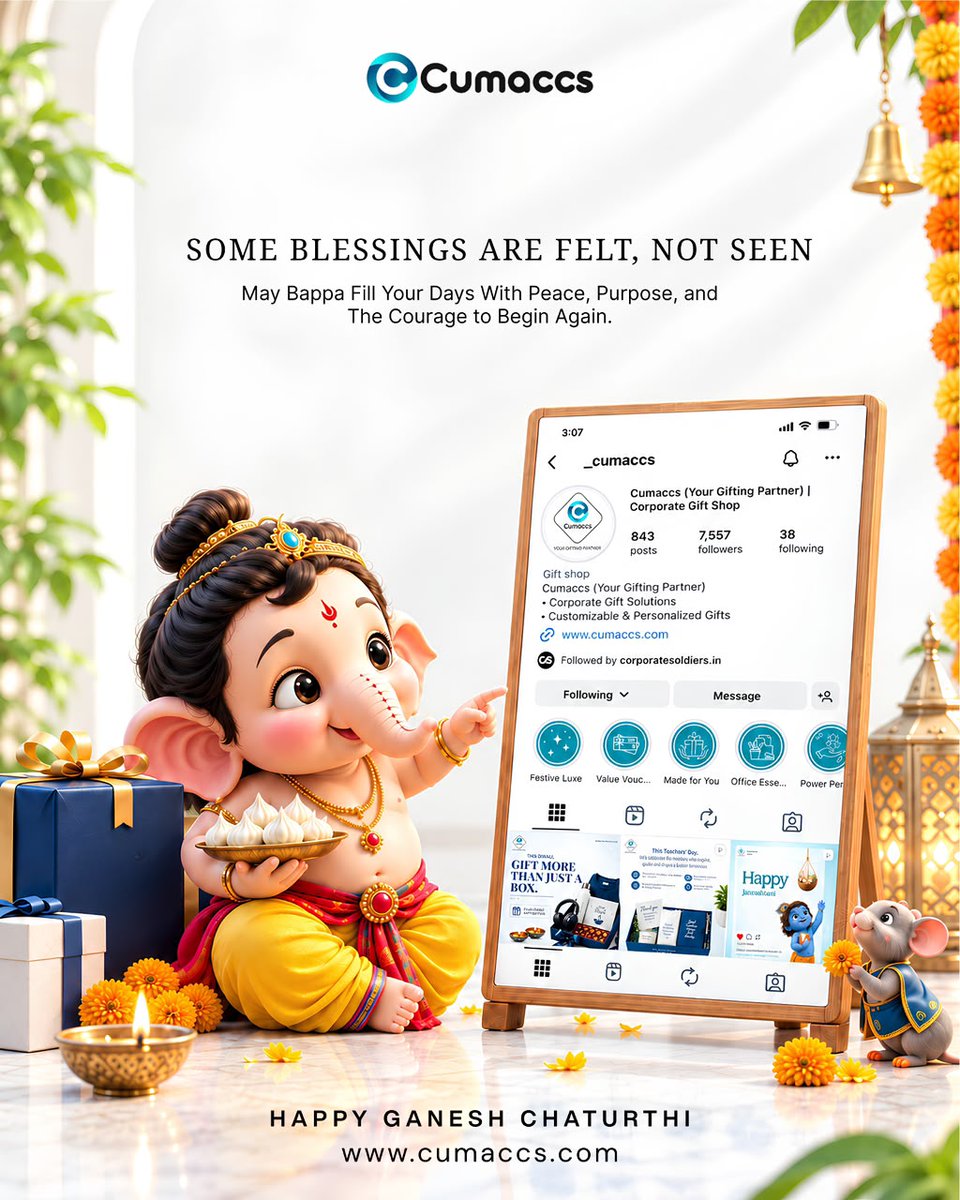 cumaccs's tweet photo. May Bappa fill your days with peace, purpose, and the courage to begin again. 🧡✨

Wishing you a blessed and joyful Ganesh Chaturthi! 🙏🐘

Ganpati Bappa Morya! ✨

#GaneshChaturthi #GanpatiBappaMorya #Cumaccs #FestiveGreetings https://t.co/tpWqwhG16n