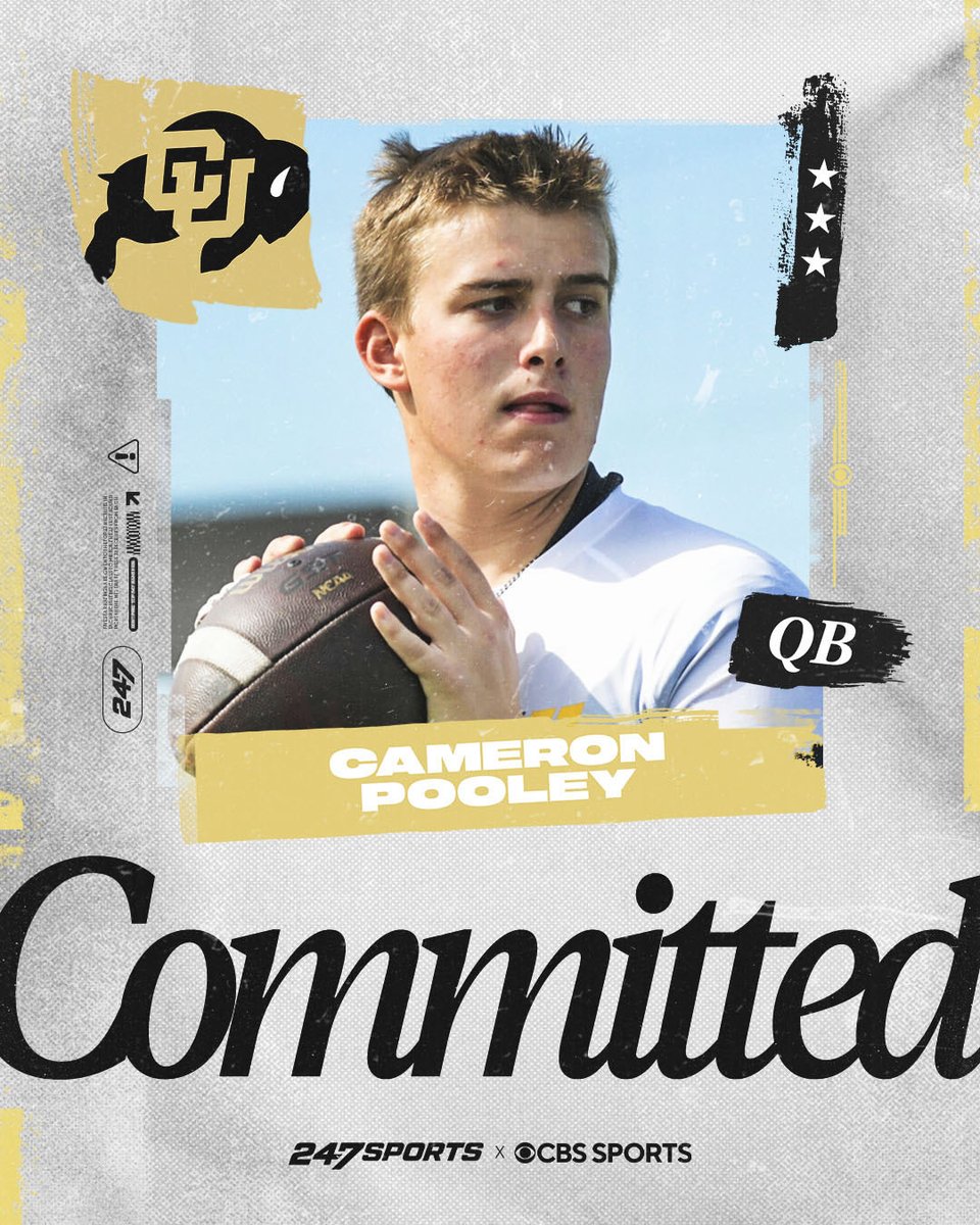 cameron_pooley's tweet photo. Blessed to announce my commitment to the university of Colorado Boulder. So excited to be a part of the CU Football family! Thank you to Coach Prime and the rest of the coaching staff for this incredible opportunity. Sko Buffs!!!
@coachbox6 @DeionSanders @coachdavidkelly @BrennanMarion4 @raul3lara @adamgorney @MDFootball @GregBiggins @Vtothe2ndPower @DannyLockhartS1 @Throw_2_Win @Tarek_Fattal @latsondheimer @alecsimpson5 @TEAMHUSTLEFB @TGurley81 @SportsRecruits @PGregorian @SSchraderOn3 @BrandonHuffman @CoachReyes_ @PrepRedzoneCA @ish90033 @coachwill247 @OLCoachCam @ocvarsityguy @OC_Recruits