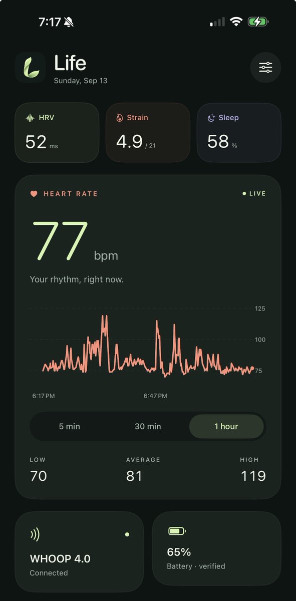 Home-built fitness telemetry dashboard replacing a WHOOP subscription