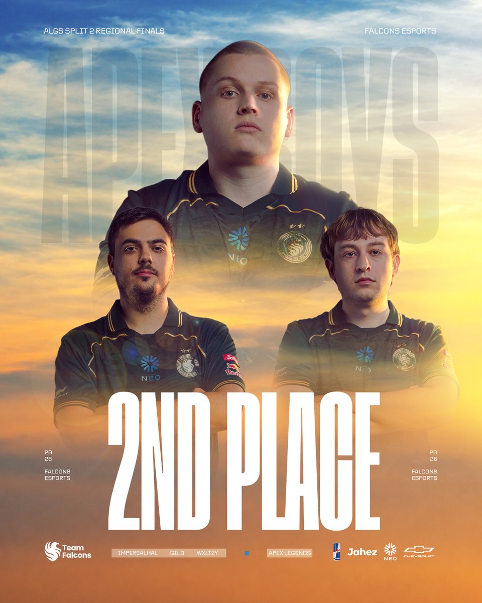 FalconsEsport's tweet photo. We placed 2nd in the #ALGS Split 2 Pro League and qualified for the Las Vegas Playoffs

صقورنا يختتمون مشوارهم بالمركز الثاني في التصفيات الثانية لأمريكا للعبة ابيكس ليجيندز، ويحسمون تأهلهم إلى ميجر لاس فيغاس! 🇺🇸🏆

#FalconsAreHere https://t.co/eRnovw3c76