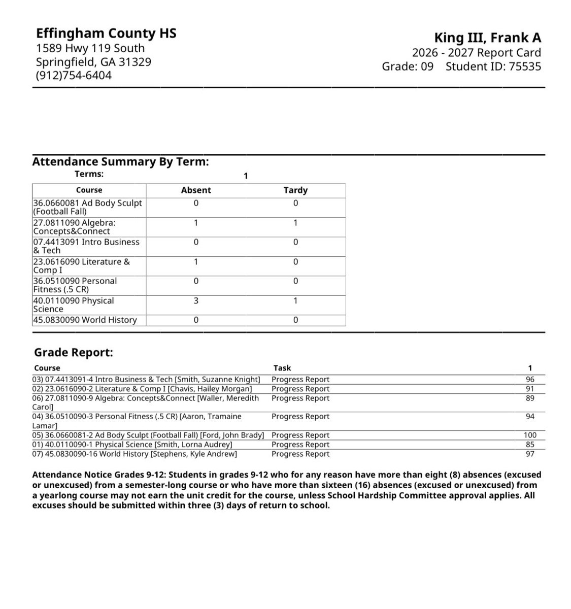 FrankKingls's tweet photo. Progress reports are out!!!Definitely a lot of room for improvement https://t.co/GbGtGtKJTV