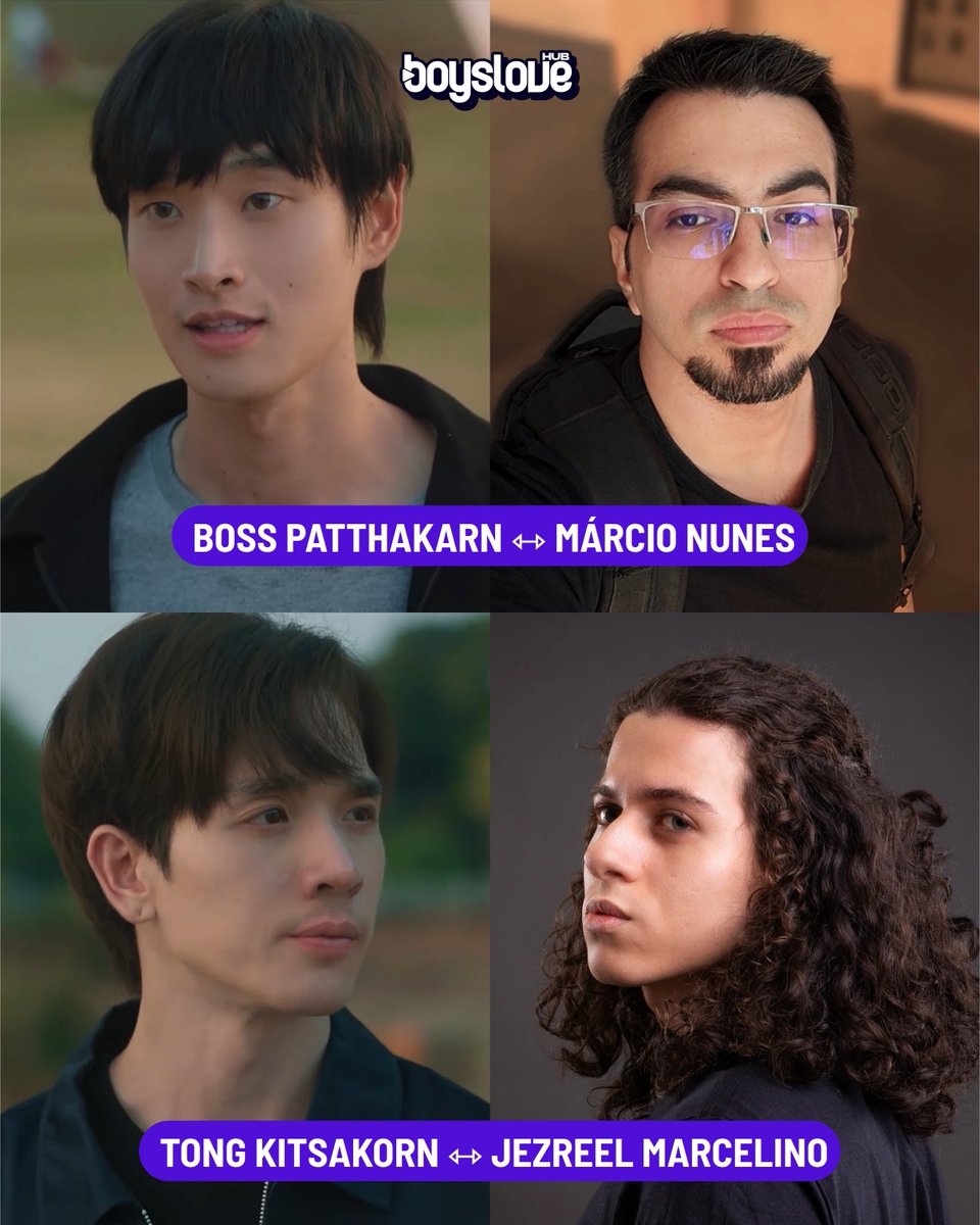 hubboyslove's tweet photo. Vozes brasileiras de Nour:

- Márcio Nunes é Boss Patthakarn
Nishida (Blue Box), James (Chicago Fire), Yusho (Haikyu!!); Choi JinKu (Wonderland)

- Jezreel Marcelino é Tong Kitsakorn 
Kevin (Marvel’s Wastelanders); Romance (Saja Boys/Guerreiras do Kpop); Plane Jane (RuPaul’s 16) https://t.co/EwhvAlrD2p