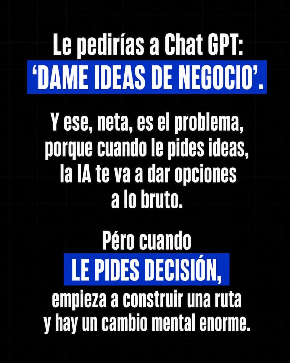 crisurzua's tweet photo. Comenta “ESCALAR” si quieres aprender a usar la IA para vender más. 🚀

No necesitas 20 ideas: necesitas una ruta clara. Usa estos 3 prompts para decidir, priorizar y ejecutar.

Guarda este carrusel y pruébalos hoy.

Si este contenido, te fue útil, sígueme y comparte.✅ https://t.co/WThnMILVSN