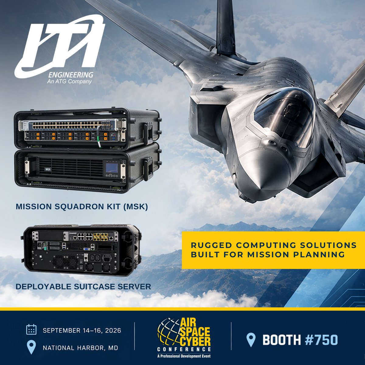 ITIEngineering's tweet photo. This week at AFA’s Air, Space & Cyber Conference, ITI Engineering will showcase rugged edge computing hardware built to meet the evolving needs of mission planning.

Our solutions are designed to enable the transition from the Joint Mission Planning System (JMPS) to the Next-Generation Operational Mission Planning System (NOMS), delivering the processing power, flexibility and rugged performance needed to bring critical computing capability to the tactical edge.

See our mission planning hardware on display at Booth 750.

#AFANational