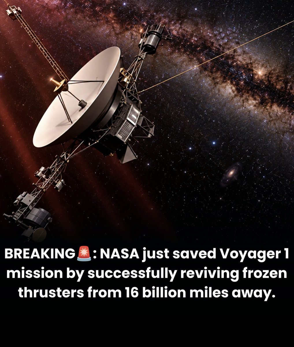 NightSkyNow's tweet photo. VOYAGER 1 JUST CAME BACK FROM THE DEAD

Something thought to be broken for more than 20 years has suddenly come back to life on a spacecraft more than 15 billion miles from Earth.

NASA’s Voyager 1, launched in 1977, recently faced another problem that could have threatened its ability to communicate with us. Engineers needed backup roll thrusters to help keep the spacecraft’s antenna precisely aimed at Earth. But those thrusters had been considered unusable since 2004 after their tiny heaters stopped receiving power.

Then NASA engineers took another look at the old failure. They suspected the heaters might not actually be dead, but stuck in the wrong electrical state.

So they sent a carefully planned command into deep space.

The signal took more than 23 hours to reach Voyager 1. There was no instant response and no way to intervene if the spacecraft reacted badly. Engineers had to wait.

Then, more than a day later, the telemetry arrived.

The temperature had risen.

The heaters were working.

A system believed to be lost for two decades had been brought back to life from billions of miles away.

The timing matters. Voyager’s working thrusters are slowly becoming less reliable as fuel residue builds up inside their narrow tubes. Meanwhile, the spacecraft’s nuclear power source loses about four watts every year. NASA has already been forced to shut down instruments to conserve its shrinking supply of electricity. Only two science instruments remain operating.

And Voyager 1 is still heading farther into interstellar space.

In November 2026, it is expected to become the first human-made object to reach a distance of one light-day from Earth — about 16.1 billion miles away.

A spacecraft built nearly half a century ago is still whispering information back to Earth from the darkness between the stars.

And somehow, every time it seems ready to fall silent, engineers find another way to keep it talking.

Source: NASA/JPL