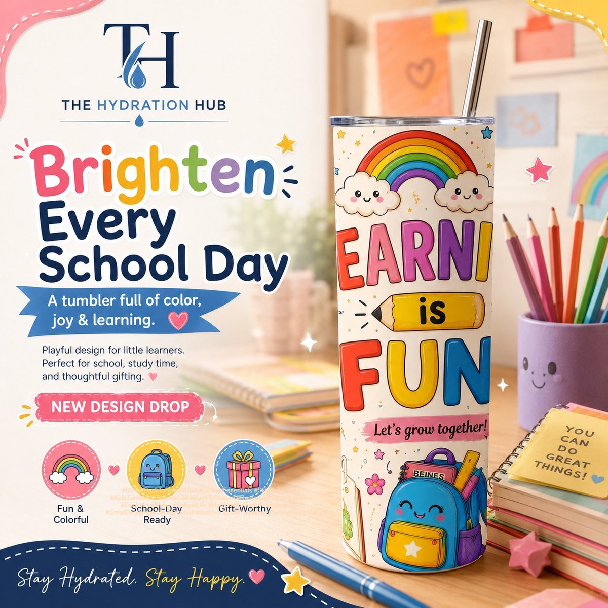 REALSMITHMATRIX's tweet photo. Make every school day brighter with our skinny tumbler. Durable, reusable, and perfect for kids, teachers, or thoughtful gifts. Keeps drinks at the right temperature while making hydration more fun this school season. https://t.co/u0bo63D7w5