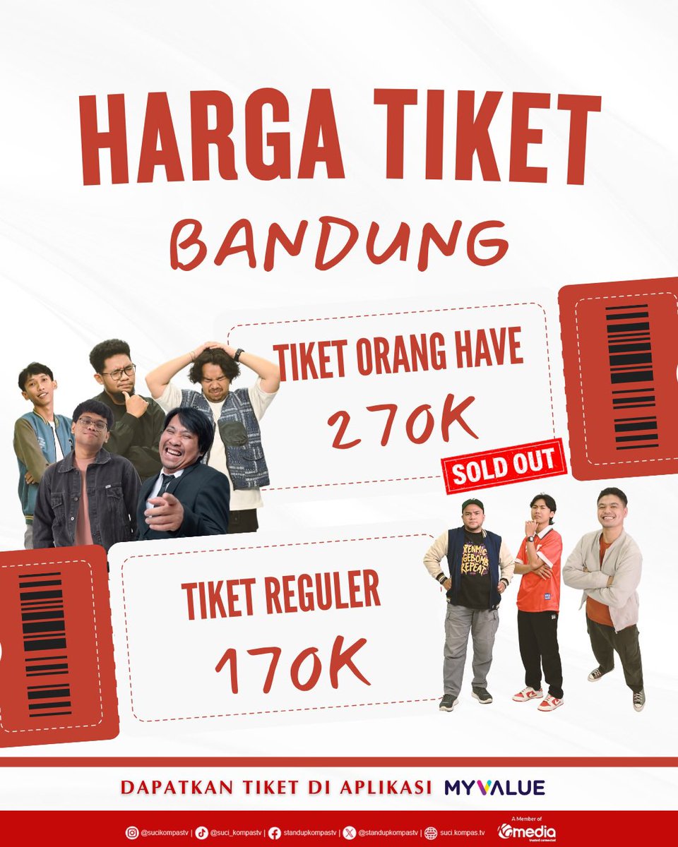 StandUpKompasTV's tweet photo. SUCI The Tour – Editor Gak Diajak Bandung bakal makin rame dengan kehadiran Kamal Ocon dan Maki Mubarok dari Stand Up Indo Bandung! 👀

Siap ketawa bareng warga Bandung?🔥

Catat tanggalnya!
📅 18 September 2026
📍 Hotel New Hemangini Bandung

Tiket masih tersedia di MyValue! https://t.co/S8miYBg04o