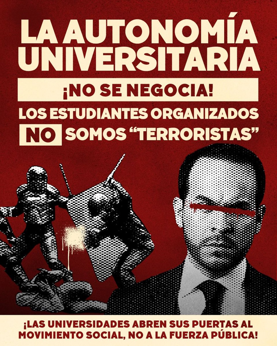 Gabyota113's tweet photo. La Universidad Pública es escenario de transformación social, quienes la habitamos y construimos seremos quienes forjen país para las mayorías trabajadoras.
Rechazo tajantemente las declaraciones de @ABDELAESPRIELLA, que intensifica la persecución al mov. estudiantil y social. https://t.co/HWhBIlwt9q