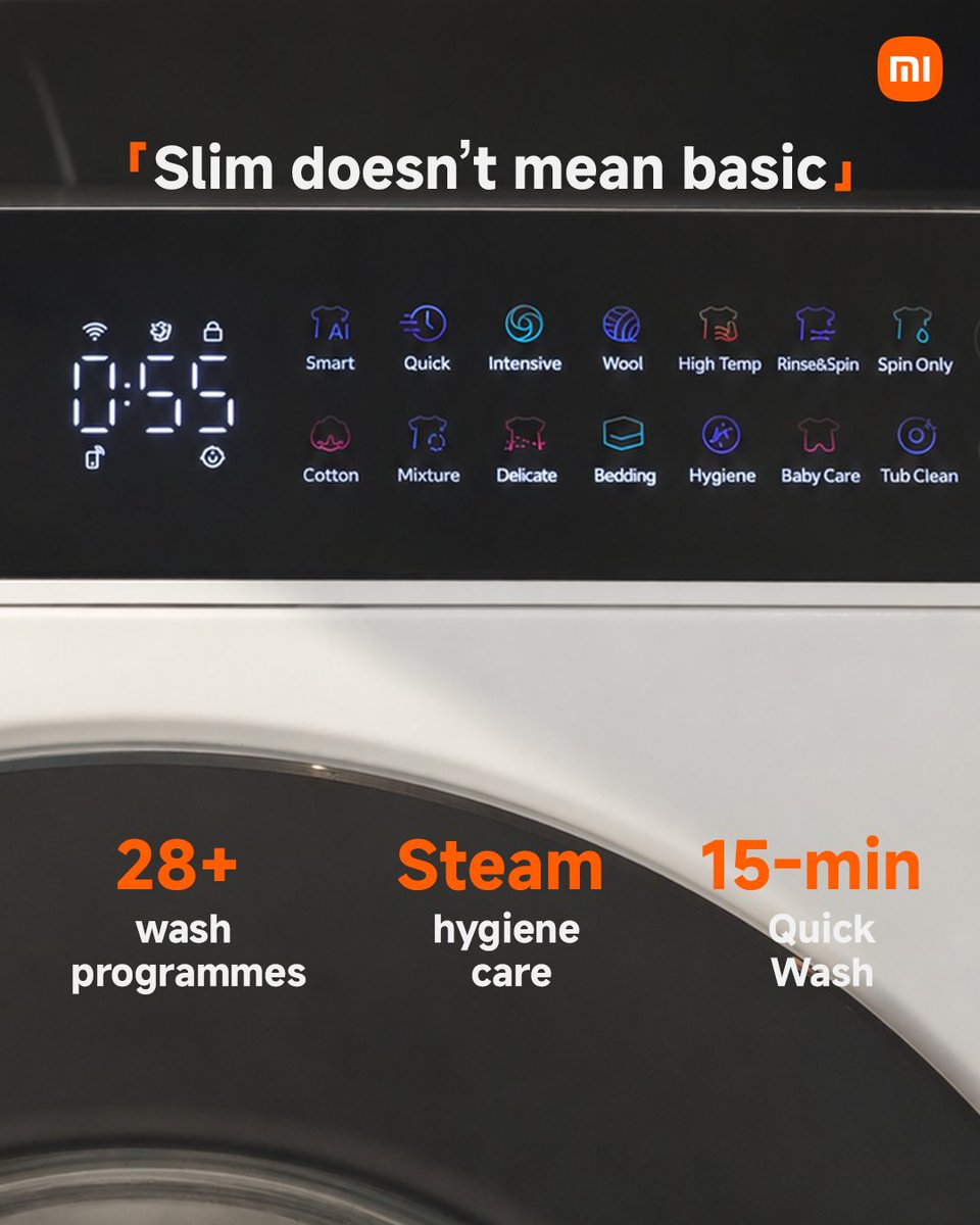 XiaomiMalaysia's tweet photo. Less space taken. More room for living 🧺✨

With a 421mm ultra-slim body, spacious 525mm drum and smart wash programmes, the #MijiaFrontLoadWasher 8KG is made to fit your space and your everyday routine!

📌 Get yours now: https://t.co/oI4isVceFM

#XiaomiMalaysia #SmartTechAppliances