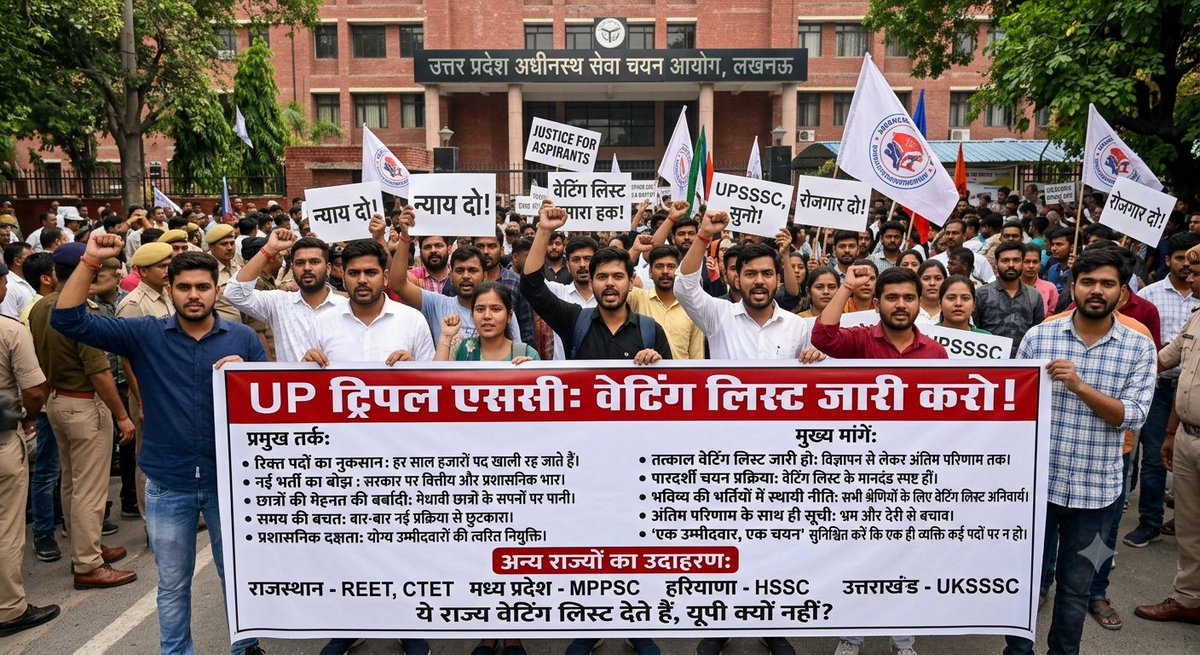 Vikas_Pal_Sahab's tweet photo. उत्तर प्रदेश सरकार से लाखों छात्रों की माँग हैं कि UPSSSC में वेटिंग लिस्ट का प्रावधान किया जाए
जिससे कि सेकडों योग्य विद्यार्थियों को न्याय मिल सके जो कट ऑफ के बराबर अंक या दशमलव 1-2 अंक से सलेक्ट होने से रह जाते हैं,
#We_Want_Waiting_List_in_upsssc
#UPSSSC https://t.co/yjZprmILfO
