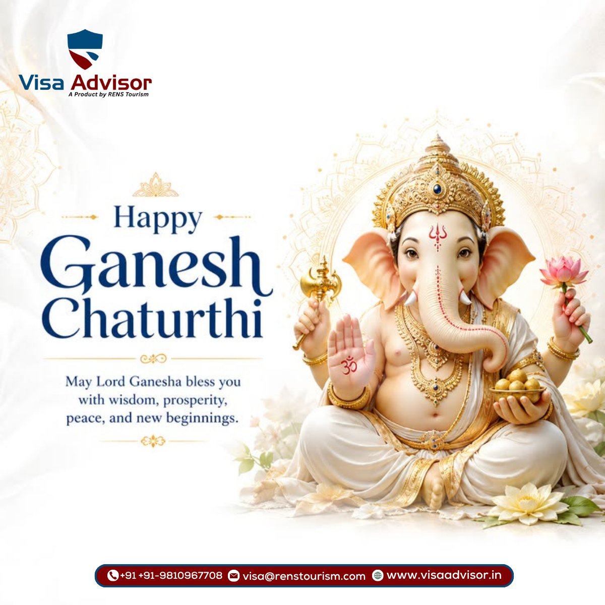 VisaAdvisor2's tweet photo. 🙏✨ Ganpati Bappa Morya!

May Lord Ganesha remove every obstacle and guide you toward new opportunities, new beginnings &amp; your dream destinations. 🌍✈️

Wishing everyone a blessed and prosperous Ganesh Chaturthi!

#GaneshChaturthi #GanpatiBappaMorya #VisaAdvisor #TravelAbroad https://t.co/V0Jv4qNcbr