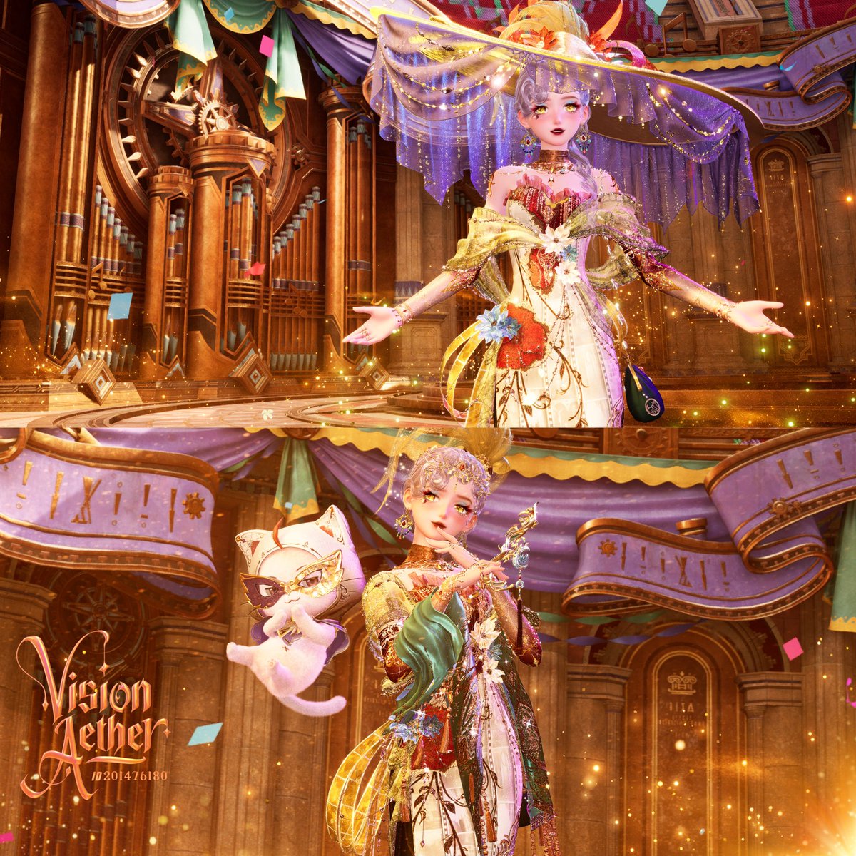 VisionAether's tweet photo. Vintage Star of Glam & Glory 🎬🏵️✨ by Me

(feat. Momo-chan💗) 

#InfinityNikki #Nikki #Momo #LoveNikki #ShiningNikki #Infold #HeavensReach #Nikkitwt #Infinity #Anime #Golden #Gold #Lantern #Fae #Turquoise #Cerulean #Yellow #Orange #Rainbow #cosmic #stars #Astrology #Astronomy #Hat #Pink #Purple #Teal #Vibrant #Magical #Magic #Painting #Moon #Lunar #Luna