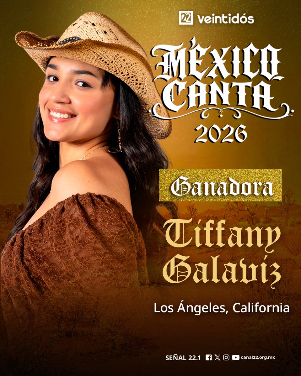 Canal22's tweet photo. Bryan Soto (Clave 5/7), Lizandro Espinoza y Tiffany Galaviz son los ganadores de México Canta 2026.

Una noche de música, talento y emoción que queda marcada por sus voces en esta edición.

¡Felicidades! 🎤🎶🇲🇽 https://t.co/oKUlUu5ESg