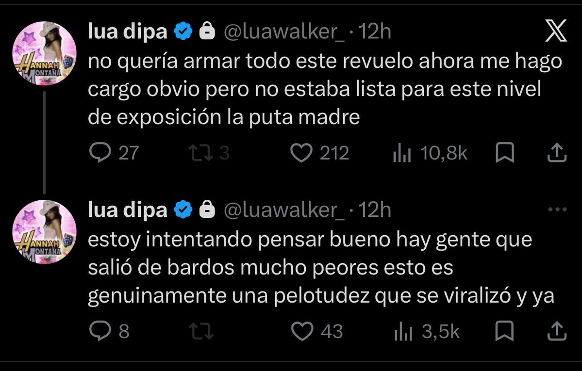 _iconrose's tweet photo. lua:esto es una pelotudez
Lua horas antes: voy a empezar acciones legales, me va a arruinar mi carrera de años😭
JAJAJ la risa que me da esta boluda https://t.co/fr50HyDrvb