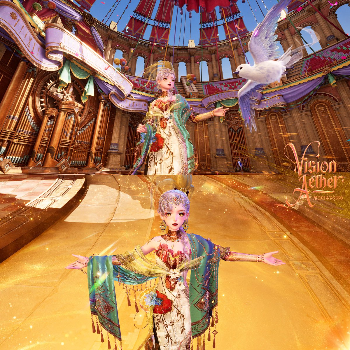 VisionAether's tweet photo. Vintage Star of Glam & Glory 🎬🏵️✨ by Me

The full look. 

#InfinityNikki #Nikki #Momo #LoveNikki #ShiningNikki #Infold #HeavensReach #Nikkitwt #Infinity #Anime #Golden #Gold #Lantern #Fae #Turquoise #Cerulean #Yellow #Orange #Rainbow #cosmic #stars #Astrology #Astronomy #Hat #Pink #Purple #Teal #Vibrant #Magical #Magic #Painting #Moon #Lunar #Luna