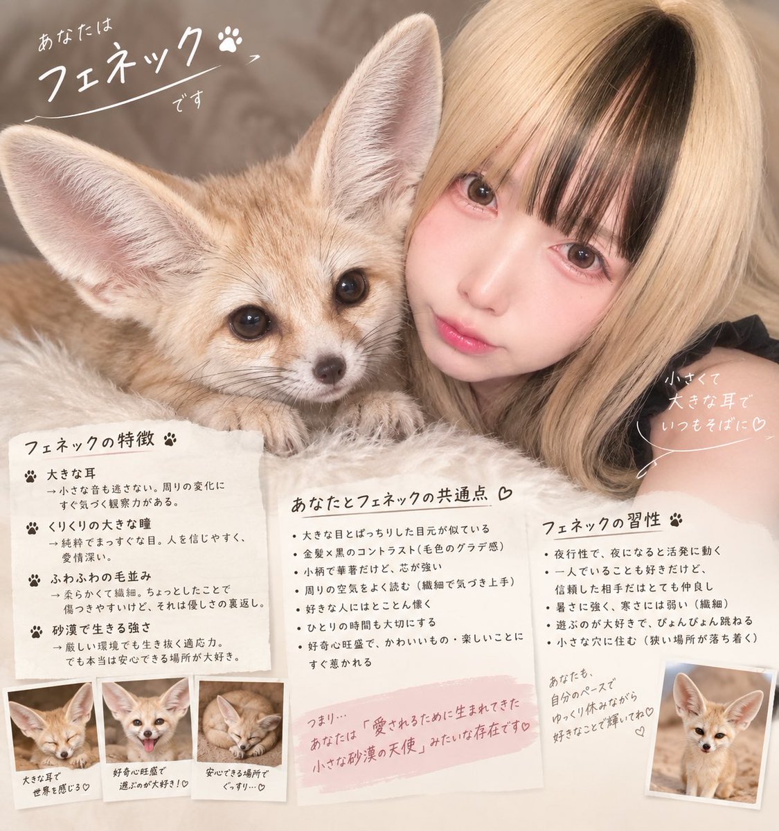 BabuBabu920's tweet photo. プロンプトお借りします🫶🏻🌟

フェネックだった…！！

キツネ好きだから嬉しい🦊

#流行ってるアニマルズ診断やってみた https://t.co/I0WcOWbqoo