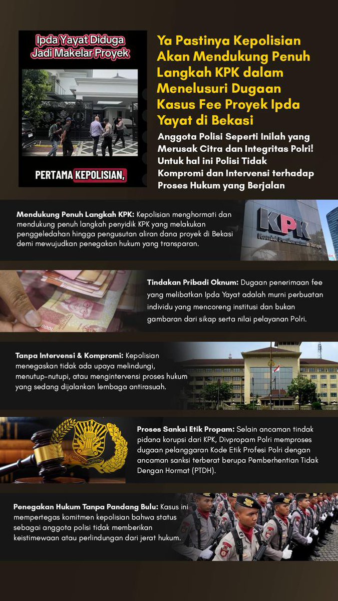 andrekusnadii's tweet photo. Langkah tegas tanpa pandang bulu buktikan Polri bersih dari oknum nakal

#KPK #IpdaYayat #MakelarProyek #Korupsi https://t.co/9psztXXC2e