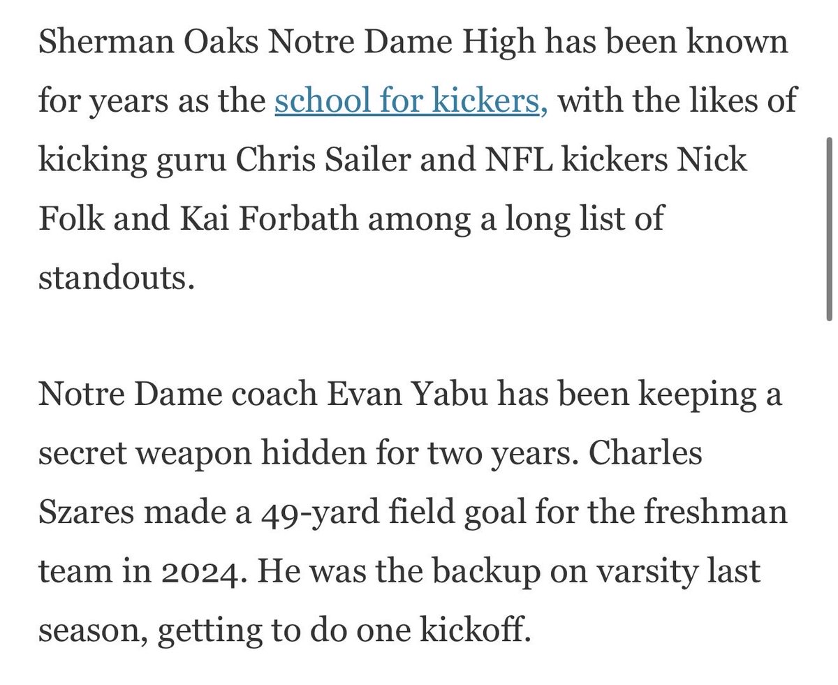 CharlieSzaras's tweet photo. Pretty cool Sunday morning. Thanks to Eric Sondheimer and the @latimes for their feature. Grateful for my teammates, coaches and everyone who continues to help me get better! Back to work 🏈 https://t.co/KYyfDopYBb