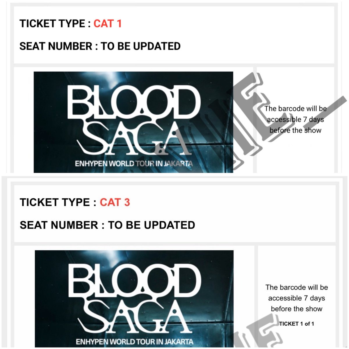 Hoonnie_99's tweet photo. [HELP RT]
WTS ENHYPEN WORLD TOUR BLOOD SAGA IN JAKARTA

Cat 1, 1 tix (Presale/OS) secure 15.06
💸4.350 (Tiket+jaswar)
Cat 3, 1 tix (Presale/ pnya pribadi)
💸3.400 
✅ READY ALL PROOF +tkeran sosmed
‼️NO SCAM, boleh tanya2 dulu

tag: wts want to sell wtb enhypen blood saga jakarta https://t.co/uSemVUQyAJ