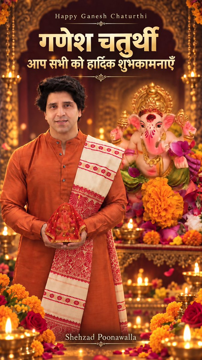 Shehzad_Ind's tweet photo. वक्रतुण्ड महाकाय सूर्यकोटि समप्रभ।
निर्विघ्नं कुरु मे देव सर्वकार्येषु सर्वदा॥

Wishing everyone a very 
Happy Ganesh Chaturthi.

Ganpati Bappa Morya! 🌺

#GaneshChaturthi
