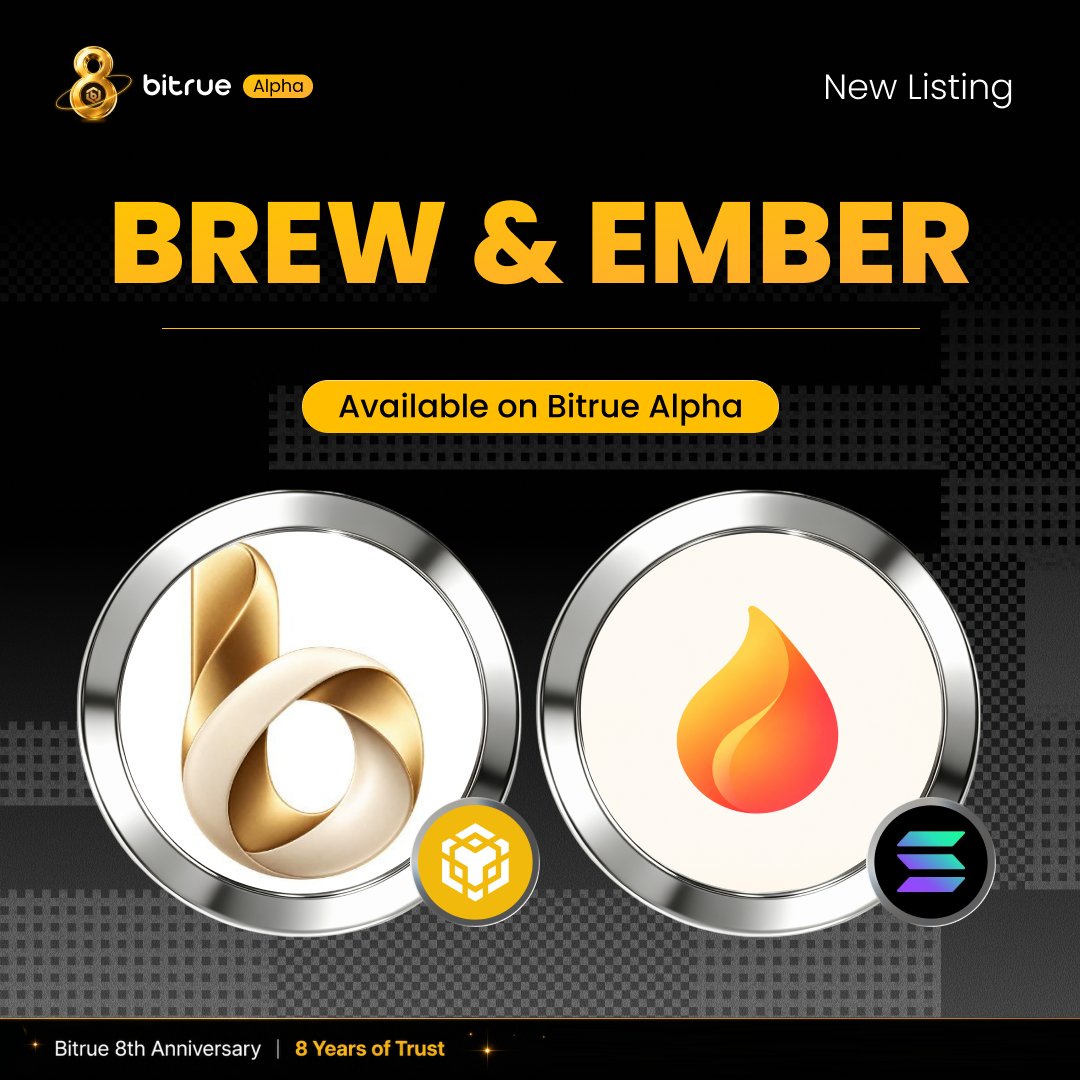 BitrueOfficial's tweet photo. ✨ NEW LISTING: $BREW & $EMBER is NOW LIVE on #Bitrue Alpha!  @brewdotfamily

Trade Now:
🔹 $BREW - https://t.co/VGZvw2ioYl
🔹 $EMBER - https://t.co/uf9kxj5c6H

How to Access the trending alpha in the #Bitrue App:
📲 Home (Trading) → Alpha → Select Token Pair → Trade with USDT

👉 Details: https://t.co/POoObq1NyC