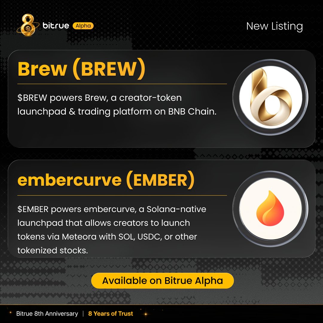 BitrueOfficial's tweet photo. ✨ NEW LISTING: $BREW & $EMBER is NOW LIVE on #Bitrue Alpha!  @brewdotfamily

Trade Now:
🔹 $BREW - https://t.co/VGZvw2ioYl
🔹 $EMBER - https://t.co/uf9kxj5c6H

How to Access the trending alpha in the #Bitrue App:
📲 Home (Trading) → Alpha → Select Token Pair → Trade with USDT

👉 Details: https://t.co/POoObq1NyC