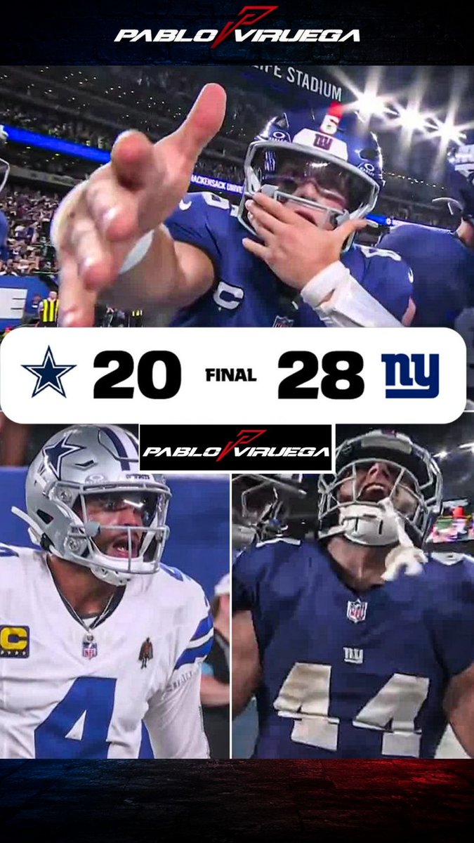 PabloViruega's tweet photo. Gracias a todos por seguirnos... Buen triunfo de #Giants #NFL
Nos vemos en el #MNFxESPN #Broncos en #Chiefs https://t.co/QgLG3qGNKm