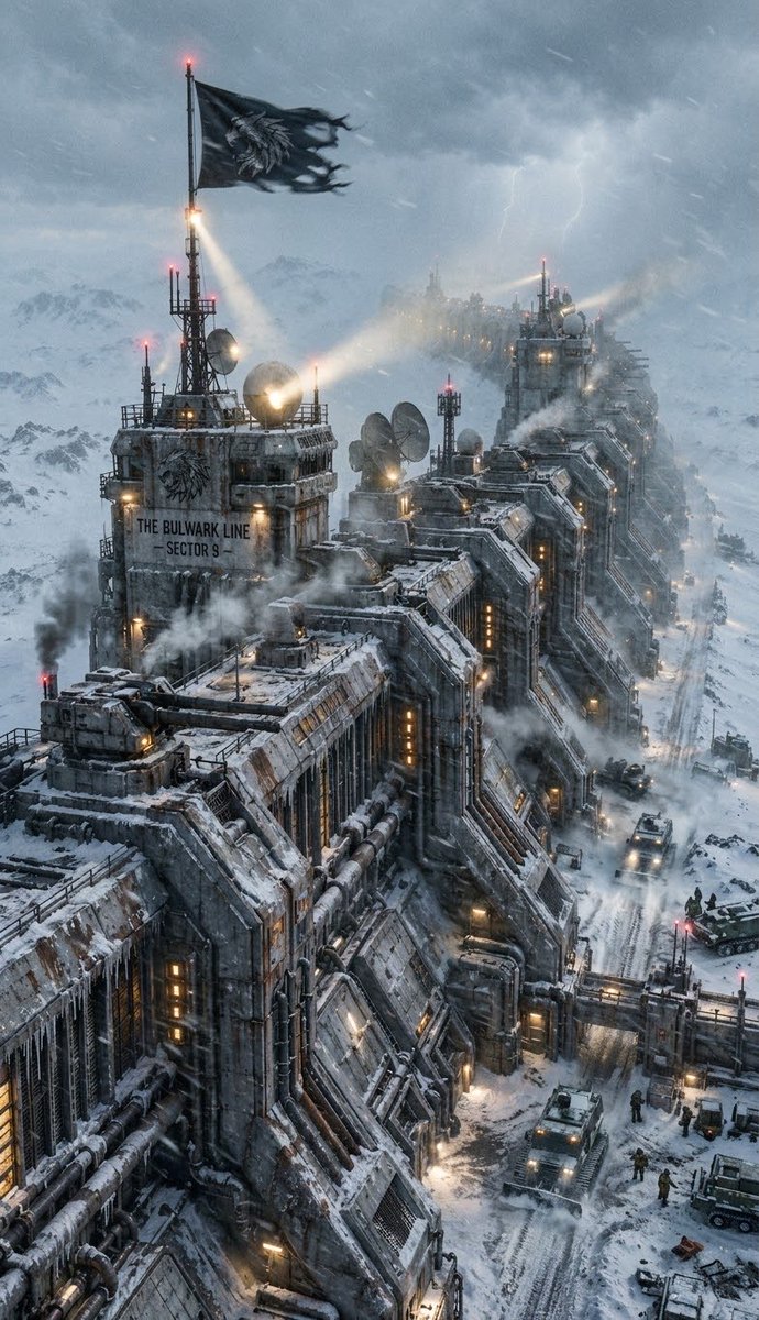NicholasMrvos's tweet photo. 🛡️ The Bulwark Line — Cryostara's last line of defense. A chain of armored towers, radar arrays, and weapon turrets guarding the frontier world Anara calls home. "Cryostara is our bulwark." #Artoria9 #SciFi #WorldBuilding #booktwitter #SpaceOpera https://t.co/fDnRhNydoi