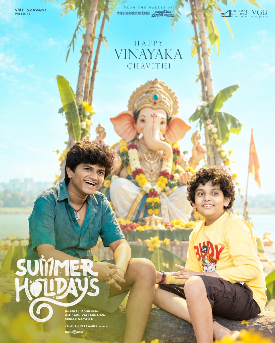 shreyasgroup's tweet photo. Team #SummerHolidays wishes everyone a joyous & blessed Vinayaka Chavithi 🙏❤️
⭐ing #RohanRoy, #Arun, #Kushi
@DheeMogilineni @DMELLPAP @Giribabuvallab1 @srikarnayan @SinjithYerramil #KittuVissapragada @SaiprakashU @thinkmusicindia @shreyasgroup #ShreyasMedia https://t.co/jlYMWCCk06
