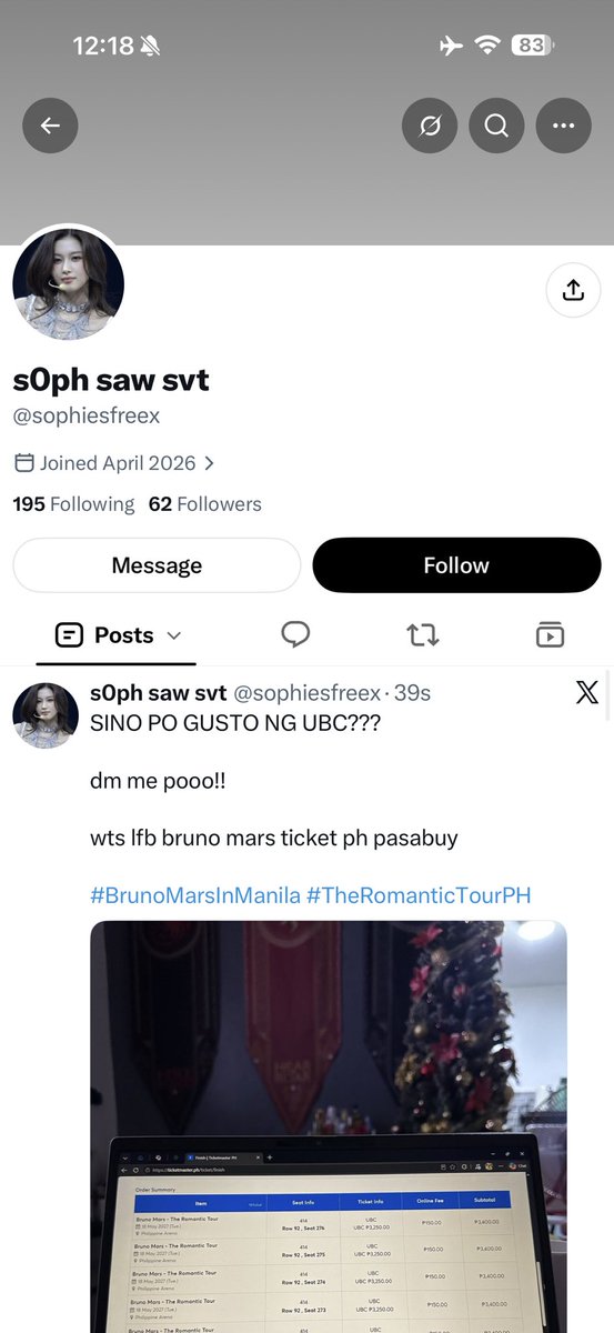 BTS_SCAMMERS's tweet photo. SCAMMERS FOR ROMANTIC TOUR MANILA PH BRUNO MARS ‼️‼️‼️

@reeseetixasst + @jstipmyrtle + @nicheticketing + @sophiesfreex 

REALE NAME : Karl Mark Pomajeros 

(13)

#TheRomanticTourPH #BrunoMarsInManila https://t.co/TK2tPwsdq8