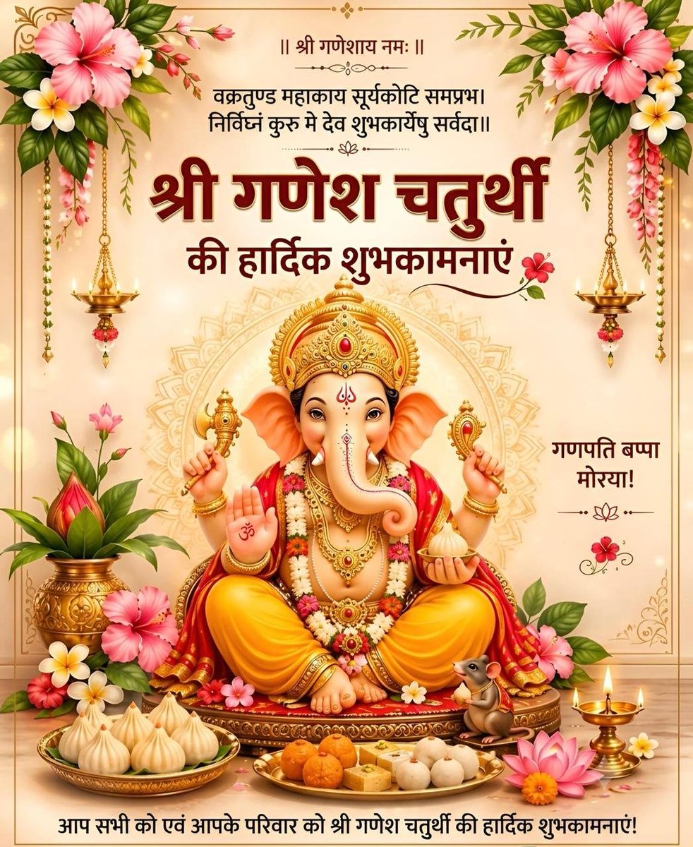 akankshayadava's tweet photo. क्या संयोग है इस बार...
हरतालिका तीज भी उसी दिन,
गणेश चतुर्थी भी उसी दिन,
और दिन भी सोमवार—महादेव का दिन।

मानो एक ही दिन में
माता पार्वती की तपस्या,
महादेव का आशीर्वाद
और गणपति बप्पा का आगमन...

तीनों का आशीष हमारे घर-आँगन तक आने वाला है..!!🙌

#GaneshChaturthi #AkankshaYadav https://t.co/Pni048oZ0t