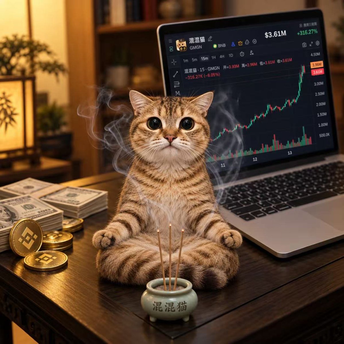 ThugCat_BSC's tweet photo. Meditate, stay calm, watch the chart keep rising.

#ThugCat https://t.co/43PkSLmka5