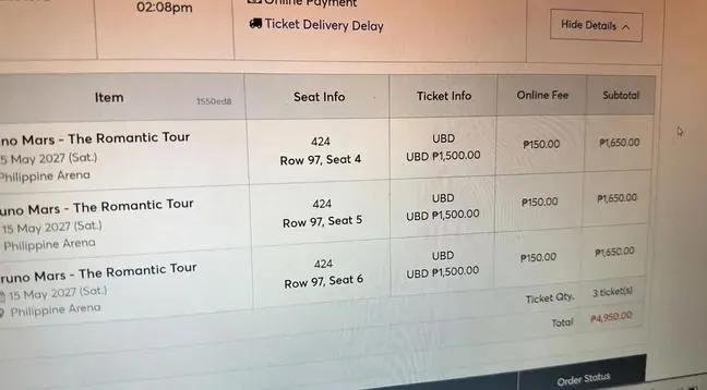 korirphincent's tweet photo. Wts/LFB
Bruno Mars - The Romantic Tour PH Manila
-4x FLOOR STANDING 
-3x UBD tickets
Rfs: Extras 
 Tickets instant transfer
BILHIN NIYO NA PLEASE 🥹🥹

#BRUNOMARSinManila #TheRomanticTourPh 
#BrunoMarsInManila
#BrunoMarsInManila https://t.co/58biHEOHUV