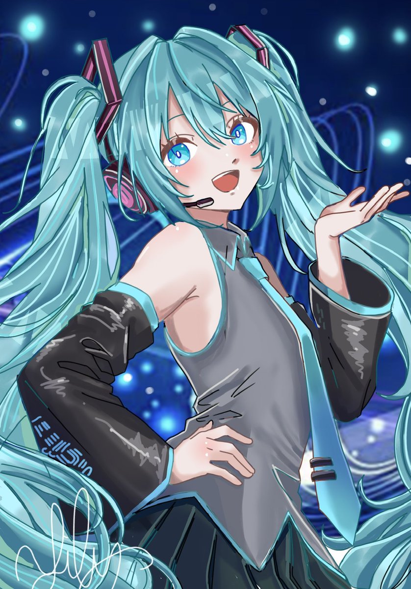 LilySpringFlowr's tweet photo. Which one do you think is better? 
No background or background 🤔 💭 #hatsunemiku #vocaloid #miku #fanart #art #artwork #digitalart https://t.co/i3qSKXIyMv