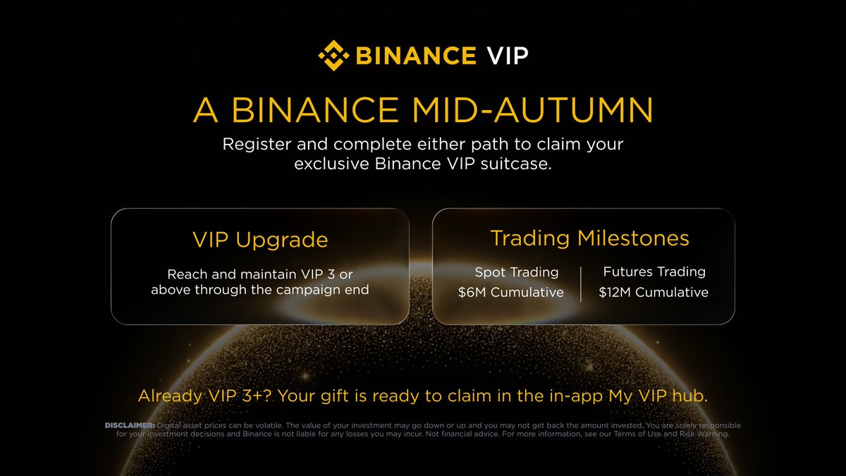 BinanceVIP's tweet photo. This Mid-Autumn, we're celebrating the season and the people who make Binance VIP what it is 🍁

Trade, level up, and unlock a limited collection made for the occasion.

Join the celebration 👉 https://t.co/3TxSqt6Cz8 https://t.co/NnxuB6jSOA