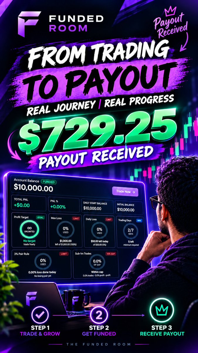 ProfessorAnkit_'s tweet photo. Its not the first time. 
AgThefundedrom trading to payout — this is the real journey. 📈💰

In this Reel, I’m sharing a real account update and the journey behind a $729.25 payout. No shortcuts, just consistent trading, discipline, and following the process.

🔥 Trade → Get Funded → Receive Payout

Watch till the end and keep grinding. Your trading journey can change when you stay consistent.

#Trading #FundedAccount #Payout #PropFirm #Trader #TradingJourney #TheFundedRoom #ForexTrading #Shorts @thefundedroom @thetraderoom_ @harshalmadnani @Rajayadavruz @OmkarPawar8055 @pnaintrades