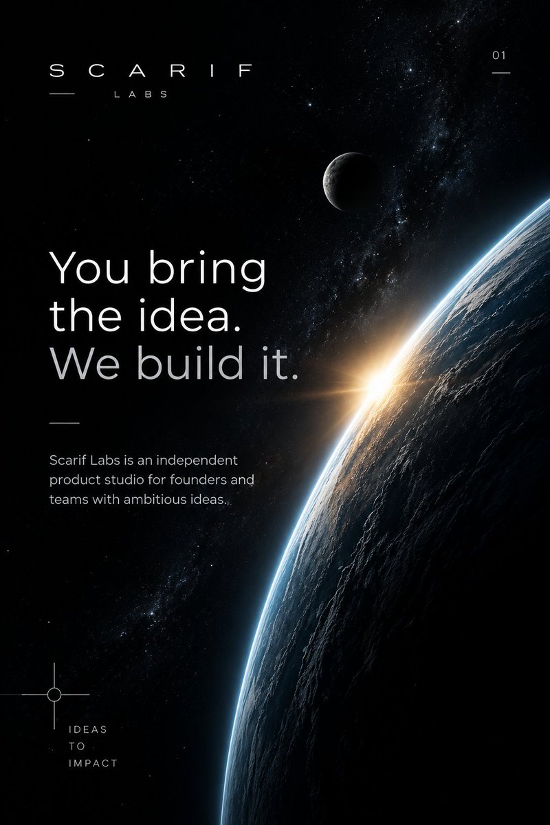 scarif_labs's tweet photo. You bring the idea. We build it.

Scarif Labs is an independent product studio for founders and teams with ambitious ideas.

We design, engineer and launch:

— Software products
— AI systems
— Internal tools
— Digital experiences

No bloated agency process. https://t.co/BSvgeKRrRJ