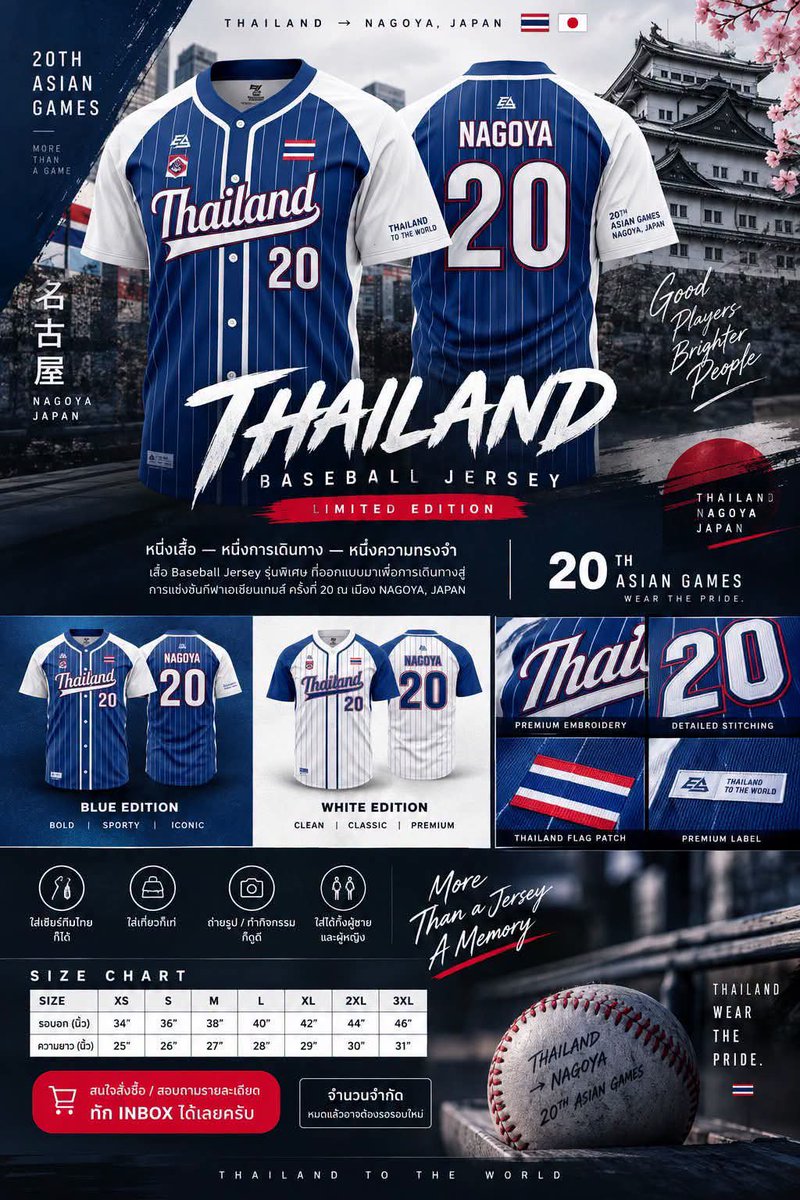 MOMURA_RAY's tweet photo. ท่านสมาชิกครับ เสื้อเบสบอลทีมชาติไทยในการแข่งแมตช์ เอเชียนเกมส์2026ครับพี่!!!! ราคา590฿ สั่ง2ตัวส่งฟรี!!! เริ่ดๆ
(เห็นคำว่า ด่วน! จำนวนจำกัด! แพ้ว่ะ😭)
#เบสบอลไทย #เอเชียนเกมส์2026 #ทีมชาติไทย #เบสบอลทีมชาติไทย #เบสบอล https://t.co/SvhwDAQb3v