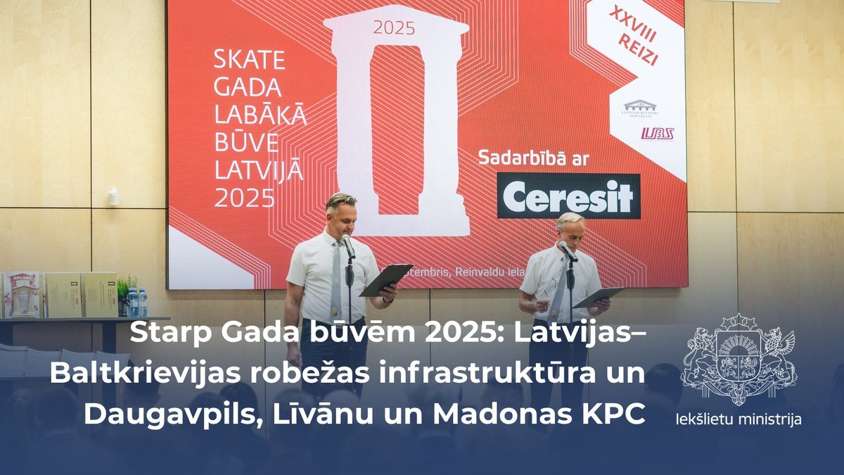Iekslietas's tweet photo. Skatē “Gada labākā būve Latvijā 2025” godalgoti valsts iekšējai drošībai nozīmīgi infrastruktūras objekti – Latvijas austrumu robeža un jaunie katastrofu pārvaldības centri.

Būtiskākais:
- par gada inženierbūvi atzīta Latvijas–Baltkrievijas un Latvijas–Krievijas robežas infrastruktūra, savukārt katastrofu pārvaldības centri Daugavpilī, Līvānos un Madonā ieguvuši 2. vietu publisko jaunbūvju kategorijā;
- katastrofu pārvaldības centru izveide paredz dažādu operatīvo dienestu apvienošanu vienuviet, tādējādi uzlabojot sadarbību un reaģēšanas ātrumu krīzes situācijās;
- ieguldījumi infrastruktūrā ir paaugstinājuši darbinieku apmierinātību ar darba vidi, kas Valsts ugunsdzēsības un glābšanas dienestā sasniegusi 70,1 %;
- modernizācijas programmas ietvaros līdz 2029. gadam visā Latvijā kopumā tiks izbūvēti vairāk kā 30 šādi centri, piesaistot Eiropas Savienības fondu un valsts budžeta līdzekļus.

Plašāk: https://t.co/R6ZoTZPOcw 

@ugunsdzeseji  @NMPdienests @Valsts_policija  @VRS_gov_lv @IeM_PMLP  

FOTO: Bilzu Ligzda Photography