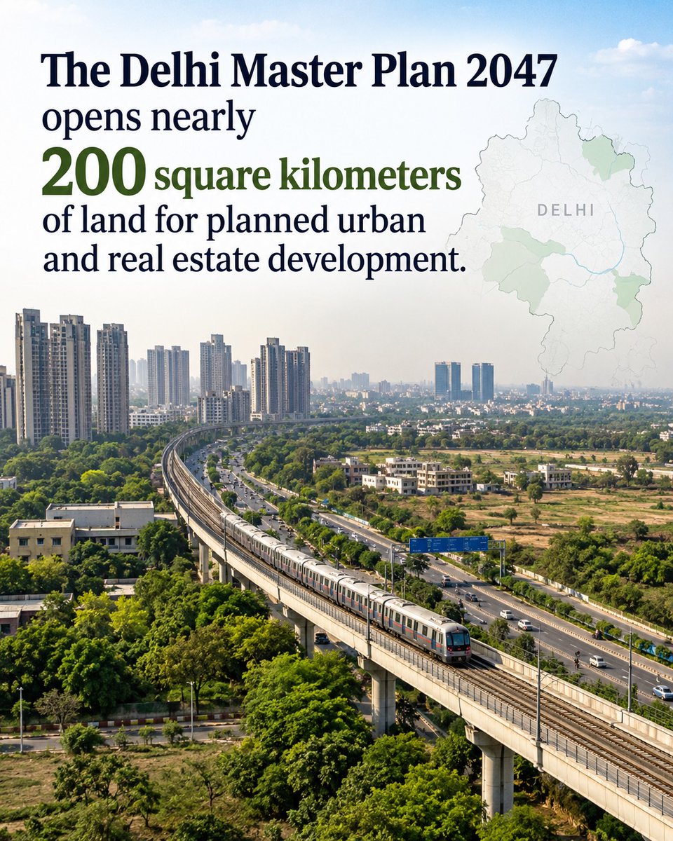 IndiaWithR9463's tweet photo. The Delhi Master Plan 2047 opens nearly 200 sq km of land for planned urban and real estate development.
#DelhiMasterPlan #delhi #realestate #india #state #developingindia #UnionTerritory https://t.co/1RkwLx9au8