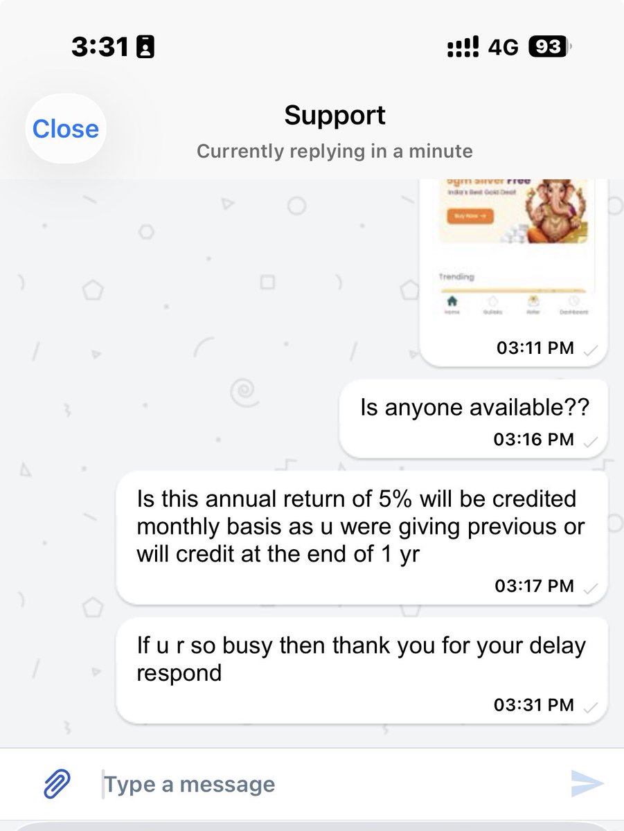 amiyamech04's tweet photo. @gullakmoneyapp 
What a pathetic customer service . After this I will never think to invest here https://t.co/RrbEZvE6rQ