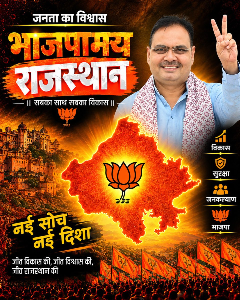 MySanganer's tweet photo. जनता का विश्वास 
भाजपामय राजस्थान 

#BJP #Rajasthan #BJP4Rajasthan #JanataKaVishwas #BhajpaMayRajasthan https://t.co/o96rJSZRbP