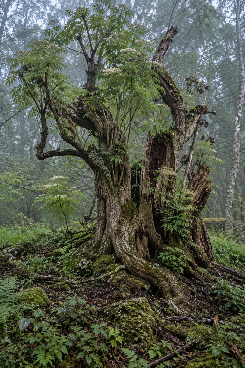 arboles_magicos's tweet photo. El saúco guarda uno de los secretos más oscuros del bosque: podría estar en el origen de la mala suerte del número 13. En La diosa blanca, Robert Graves reconstruye, a partir del Ogygia, un antiguo calendario arbóreo irlandés de trece meses lunares.

El decimotercer y último mes, desde el 25 de noviembre hasta el solsticio de invierno, pertenecía al saúco. No era un árbol cualquiera: reinaba mientras la luz agonizaba y el año descendía hacia su noche más larga. Representaba la muerte y la destrucción, pero también el umbral de una nueva vida. Graves lo escribió sin rodeos: «El saúco es el árbol de la perdición; a eso se debe la continua mala suerte del número 13».

Tal vez la maldición del 13 no nació en una mesa, en una religión ni bajo una escalera. Tal vez nació mucho antes, en un bosque, bajo las ramas de un saúco.