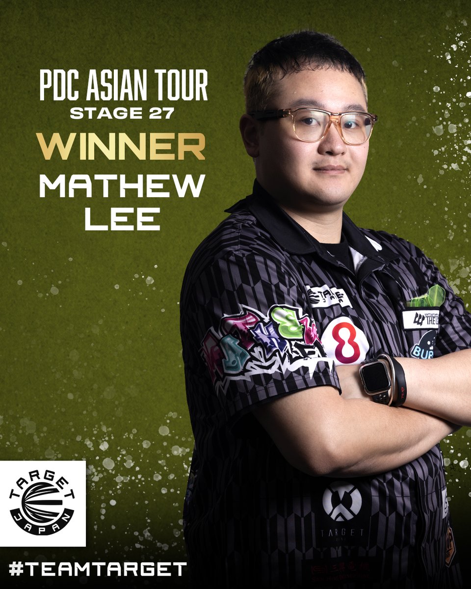 TargetDartsJP's tweet photo. 🎯 FOUR TARGET STARS ARE
HEADING TO THE WORLD CHAMPIONSHIP!

PDC ASIAN TOUR STAGE 25–28、そしてPDC ASIAN CHAMPIONSHIPで、#TeamTarget の選手たちが躍動🔥

🏆 ASIAN TOUR STAGE 27では
Mathew Lee選手が見事優勝✨

さらにPDC Asian Tour Order of Meritで
TOP5入りを果たした

🇭🇰 Mathew Lee
🇯🇵  村松 治樹
🇯🇵  酒井 素

上記3選手が、PDC World Darts Championshipへの出場権を獲得しました👏

そして本日行われたPDC Asian Championshipでは、マカオのCheng Kam Weng選手が決勝へ進出！
ファイナリストに与えられるWorld Darts Championshipへの出場権を獲得しました👏

#TeamTarget から4名が、世界最高峰の舞台へ。

Congratulations, Mathew, Haruki, Motomu and Cheng!
See you on the biggest stage! 🎯🔥

#PDCAsianTour
#PDCAsianChampionship
#WorldDartsChampionship
#TeamTarget #TargetDartsJapan