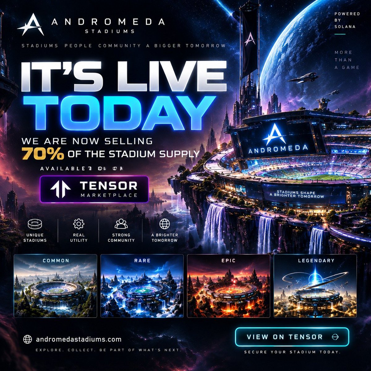 RobinHoodArmy_'s tweet photo. 🌌 BIG ANDROMEDA UPDATE

Good news — ANDROMEDA STADIUMS IS LAUNCHING TODAY!

Following a technical issue with Magic Eden, the team has made the decision to move forward with Tensor Marketplace for today’s launch.

And there’s more… 👀

Every Andromeda Stadium holder will be eligible for an upcoming $STDM airdrop.

Stadiums ready.
Powered by Solana.
$STDM utility ahead.
Andromeda begins TODAY.

For the official Andromeda website and marketplace link, check @Andromeda_Super.

Don’t trust unofficial links — always verify through the official Andromeda account.

Just add or remove somthing if you like thanks